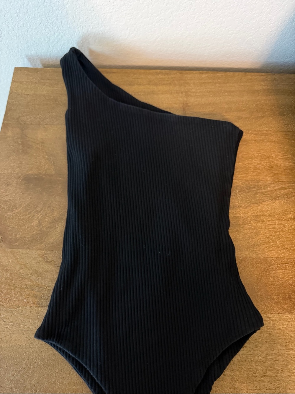 Princess Polly One-Shoulder Ribbed Black Bodysuit